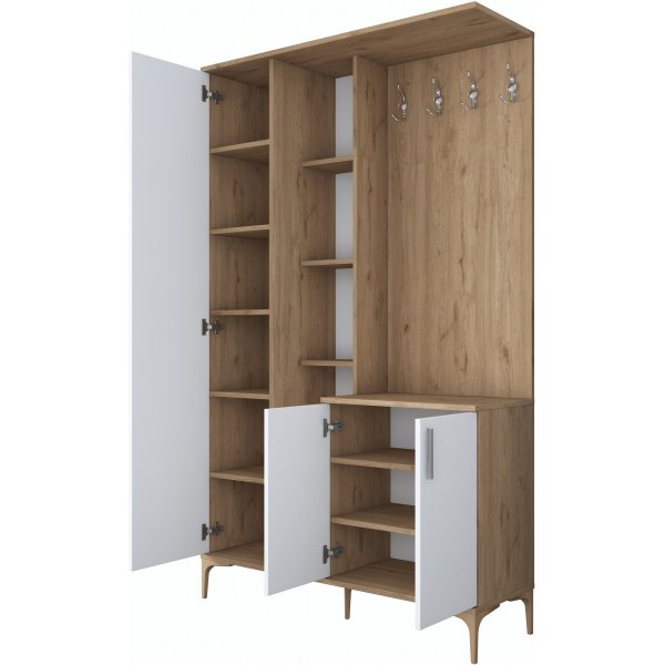 Meuble d\\\'entrée Esa 120 x 37,5 x 198,6 cm - Noyer/blanc Meuble d\\\'entrée Esa 120 x 37,5 x 198,6 cm - Noyer/blanc