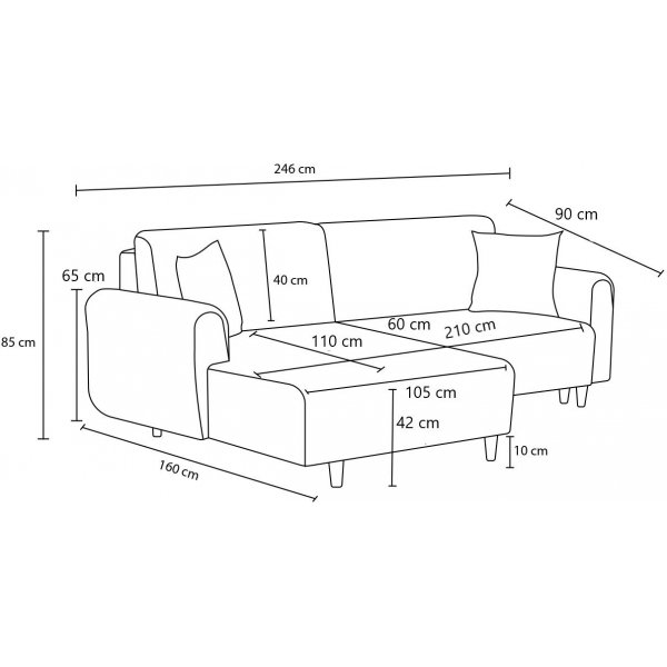 Canapé lit Mane gauche - Marron Canapé lit Mane gauche - Marron