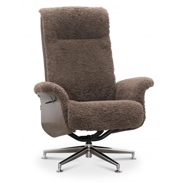 Frskinnsftlj med fotpall - ek/brun - Ulla + Mbeltassar