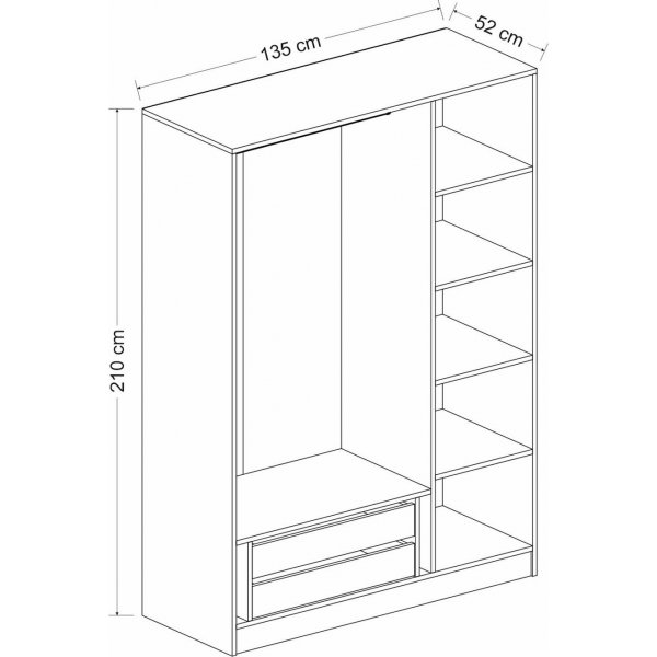 Rizada garderob 135x52x210 cm - Vit Rizada garderob 135x52x210 cm - Vit