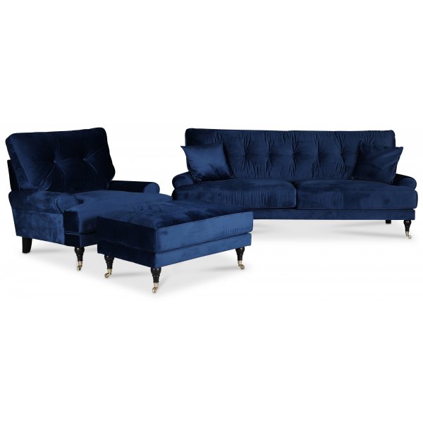 Repose-pieds Adena en velours bleu foncé Repose-pieds Adena en velours bleu foncé