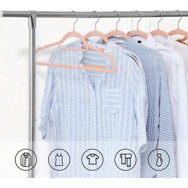 Cintre, velours, 45 cm, paquet de 50 - Rose