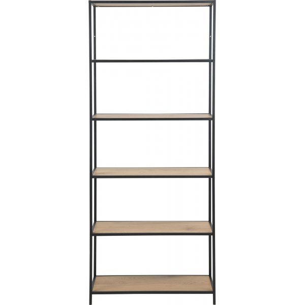 Seaford bokhylla 77x185 cm - Ek/svart