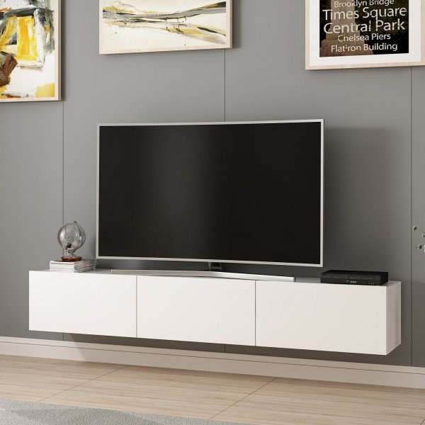Meuble TV Rigel en blanc - 180 cm