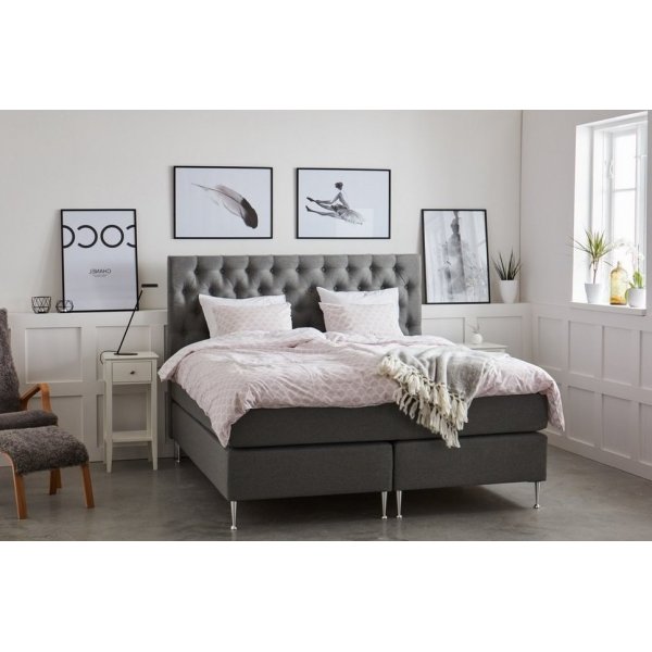 Grijs continentaal bed - compleet bedpakket met 7-zone Pocket / Pocket