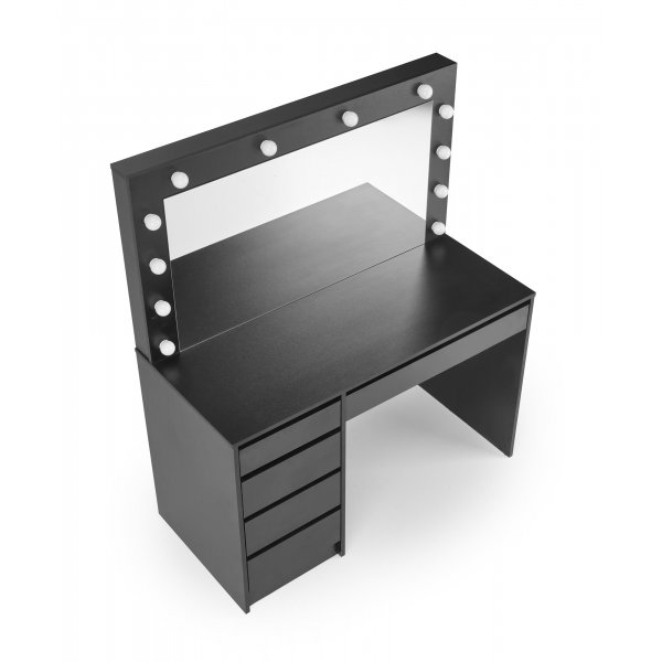 Facada svart sminkbord med spegel och LED-belysning Facada svart sminkbord med spegel och LED-belysning