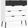 Commode Oslo  5 tiroirs - Blanc/noir