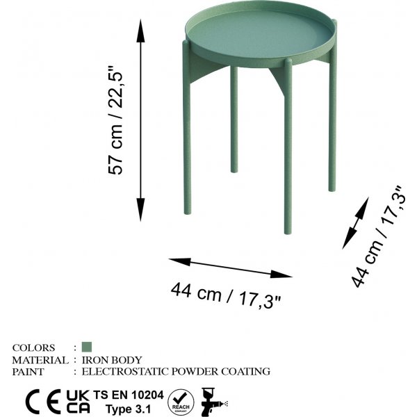 Vela salontafel Ø44 cm - Groen Vela salontafel Ø44 cm - Groen
