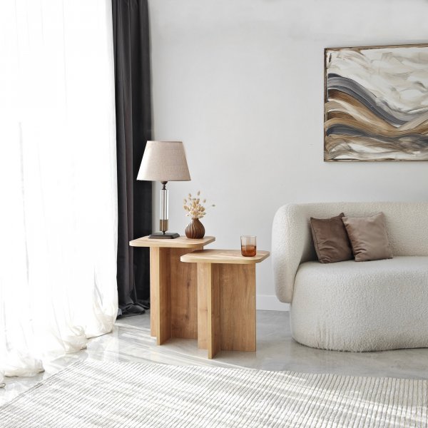 Blues bijzettafelset 40/40 x 40/40 cm - Eiken Blues bijzettafelset 40/40 x 40/40 cm - Eiken