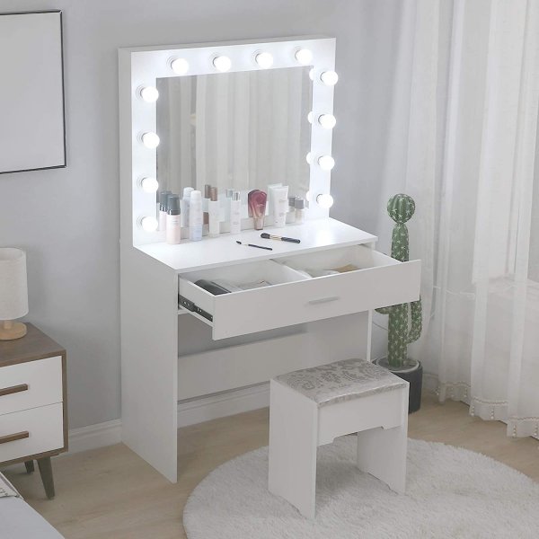 Coiffeuse blanche avec chaise Cindy Coiffeuse blanche avec chaise Cindy