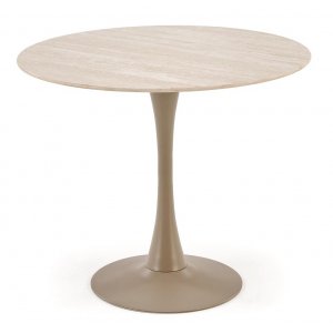 Matbord runt 90 cm beige travertin Matbord runt 90 cm beige travertin