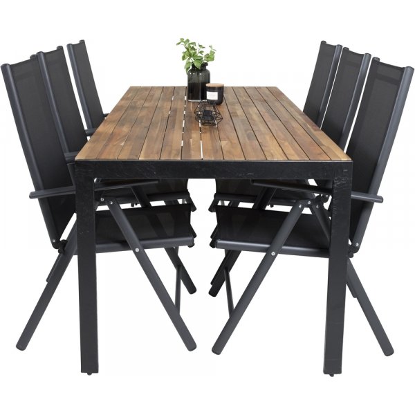 Bois utematgrupp med 6 st Break stolar - Svart/Natur Bois utematgrupp med 6 st Break stolar - Svart/Natur