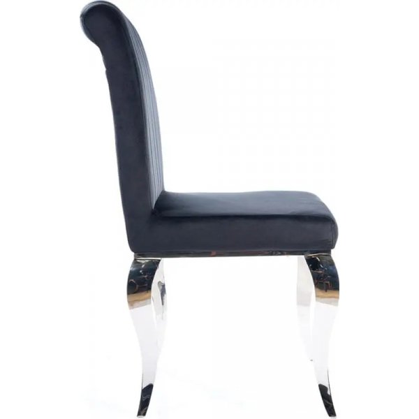 Matstol svart sammet med kromade ben Matstol svart sammet med kromade ben