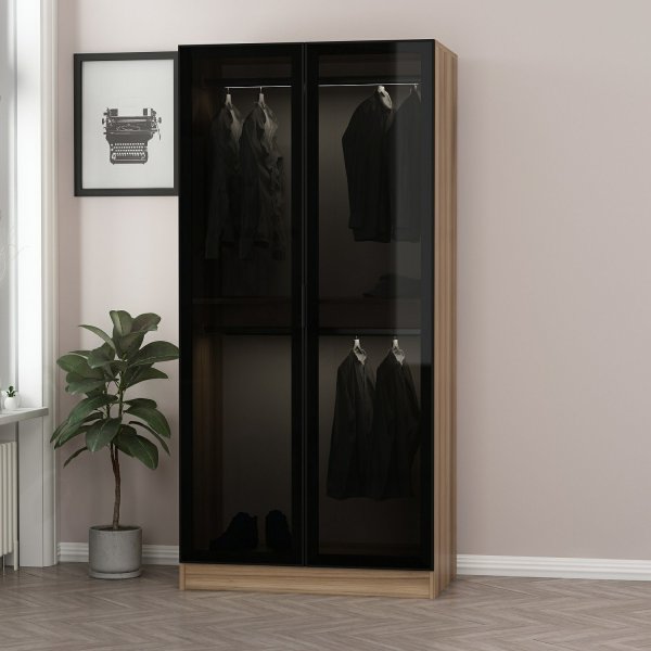 Armoire Cavolo 90x52x210 cm - Marron/fumée Armoire Cavolo 90x52x210 cm - Marron/fumée