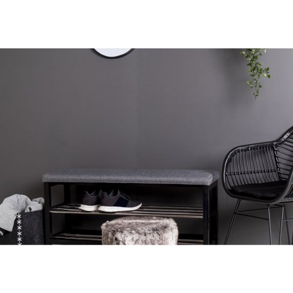 Padova bnk med hyllplan - Gr/svart