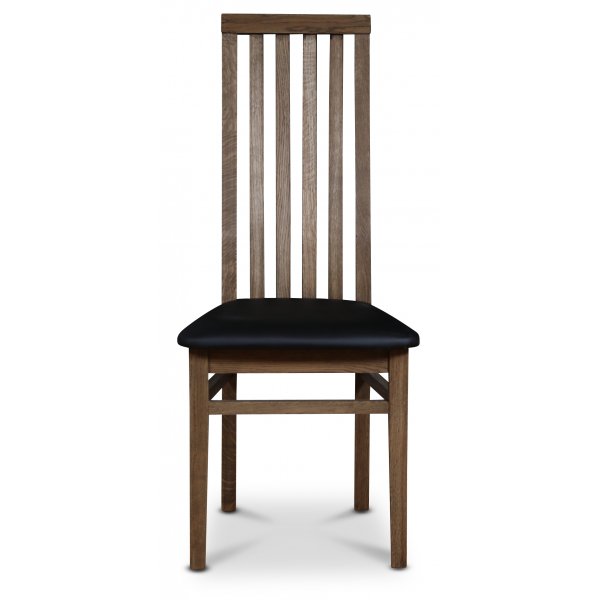 Alaska stol - Brunoljad ek / Svart Ecoläder + Möbeltassar Alaska stol - Brunoljad ek / Svart Ecoläder + Möbeltassar