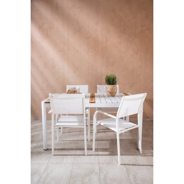 Togo utematgrupp med 4 st Santorini stolar - Teak/Vit Togo utematgrupp med 4 st Santorini stolar - Teak/Vit