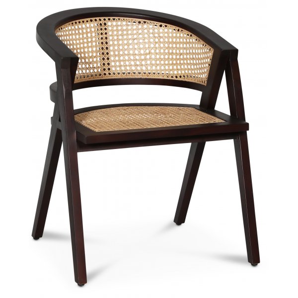 Chaise avec cadre Sikns - Acajou marron/rotin