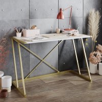 Anemon skrivbord 120x60 cm - Vit/guld Anemon skrivbord 120x60 cm - Vit/guld