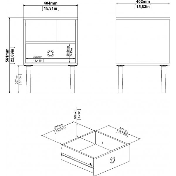 Rome sängbord - Hickory/vit Rome sängbord - Hickory/vit