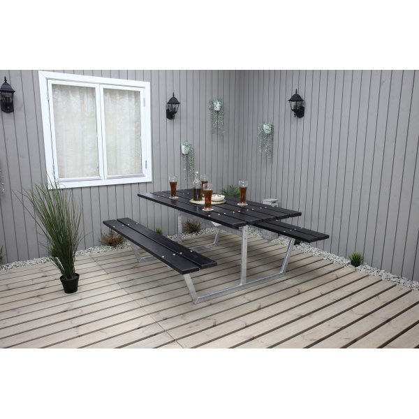 Rustieke bankenset zonder rugleuning - Zwart