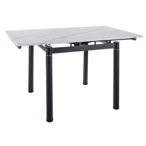 Table  manger Dayana 80-131 cm - marbre blanc / Noir