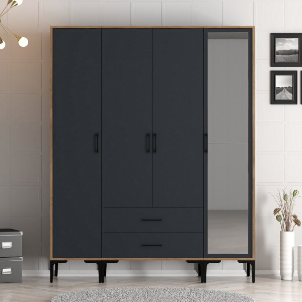 Armoire Kumsal 16 Noyer/anthracite
