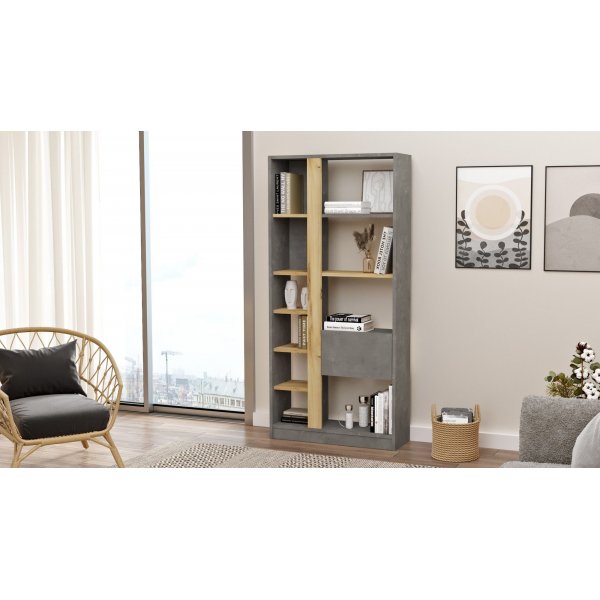 Luvio bokhylla 21 - Ek/silver Luvio bokhylla 21 - Ek/silver