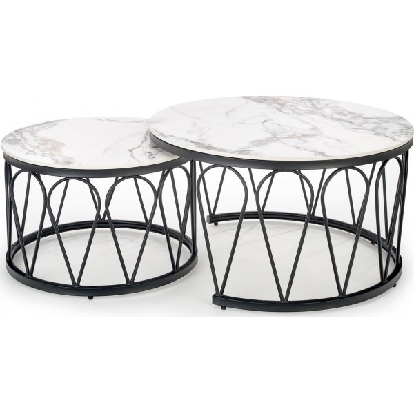 Table basse Formosa 60 cm - Marbre blanc/noir