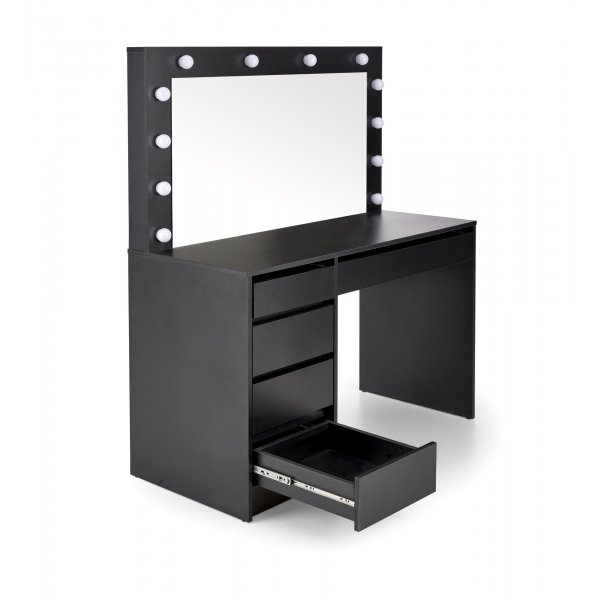 Facada svart sminkbord med spegel och LED-belysning Facada svart sminkbord med spegel och LED-belysning