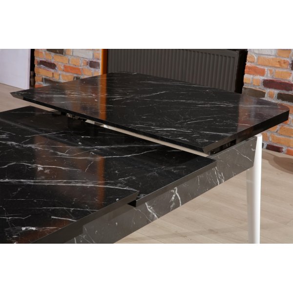 Table à manger Bendir 132-170 x 76,5 cm - Noir/blanc Table à manger Bendir 132-170 x 76,5 cm - Noir/blanc