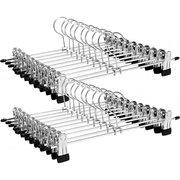 Kjolhngare, metall, 31 cm, 20-pack - Krom/svart