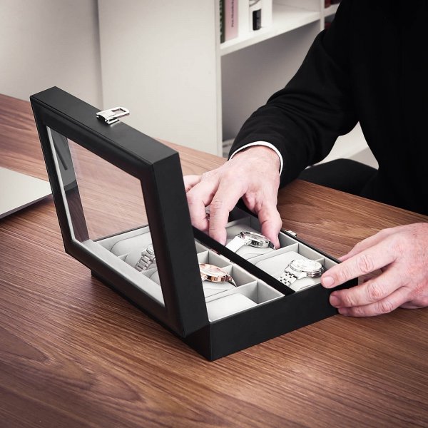 Coffret  montres Watchbox pour 10 montres - Noir/gris