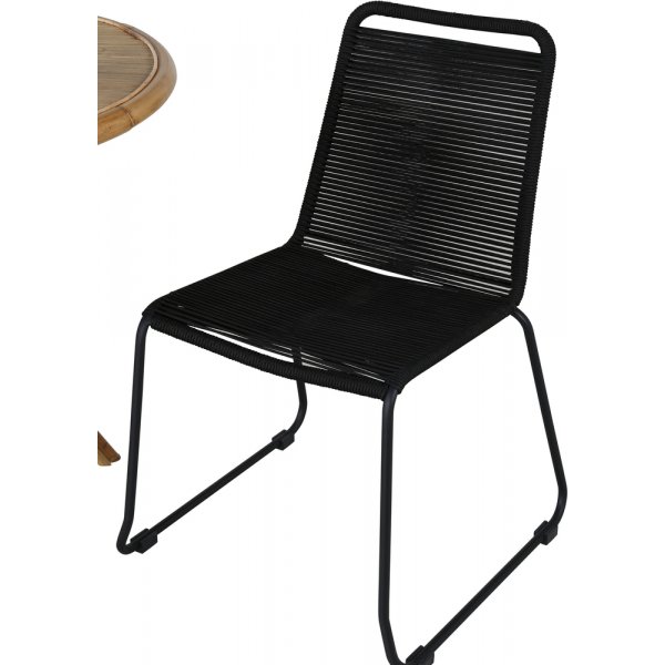 Cane utematgrupp med 2 st Lindos stolar - Svart/Natur