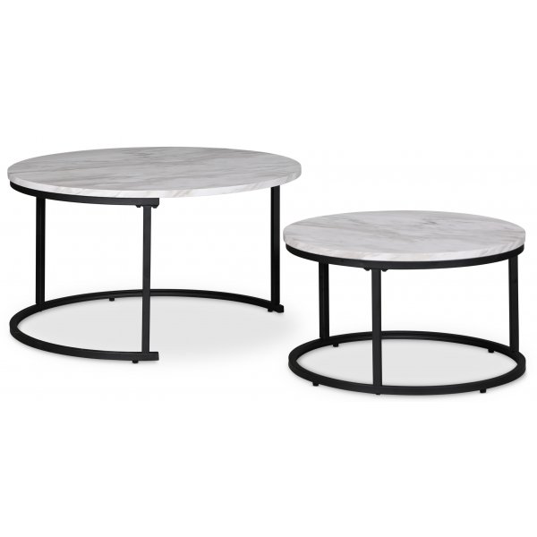 Table d\\\'appoint Solano Ø80/60 cm - Imitation marbre blanc Table d\\\'appoint Solano Ø80/60 cm - Imitation marbre blanc