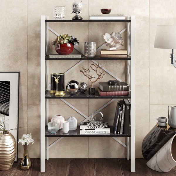 Tonga bokhylla - Vit/svart