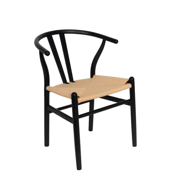 Ludvig matbord 120 cm i ek med 4st Brandon karmstol i svart med repsits