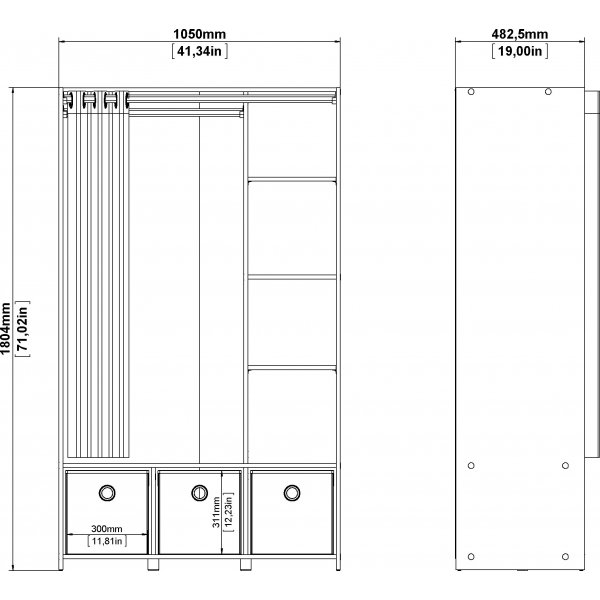 Lola garderob - Ek/beige/grå Lola garderob - Ek/beige/grå
