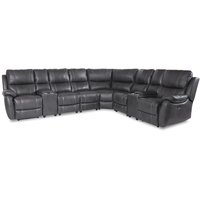 Enjoy recliner-hörnsoffa - 6-sits (el) i grått konstskinn (modell V) Enjoy recliner-hörnsoffa - 6-sits (el) i grått konstskinn (modell V)