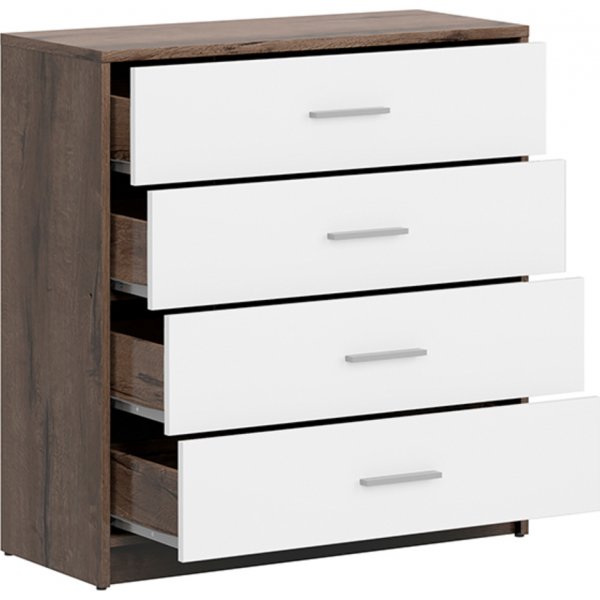 Nepo Plus ladekast - Donker eiken/wit Nepo Plus ladekast - Donker eiken/wit