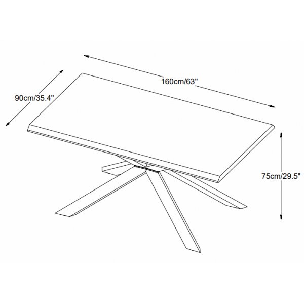 Table à manger Sky en chêne avec pieds croisés - 160x90 cm Table à manger Sky en chêne avec pieds croisés - 160x90 cm