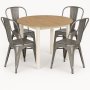 Matgrupp Berivan 102142 cm ek/vit med 4 st Industry stolar i borstat stl