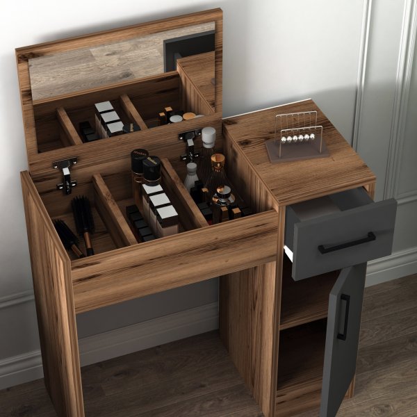 Inci kaptafel 77 x 37,3 cm - Licht walnoot/antraciet Inci kaptafel 77 x 37,3 cm - Licht walnoot/antraciet