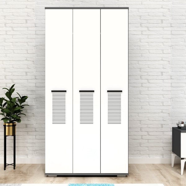 Asimo garderob 90 x 45 x 183 cm - Antracit/vit Asimo garderob 90 x 45 x 183 cm - Antracit/vit