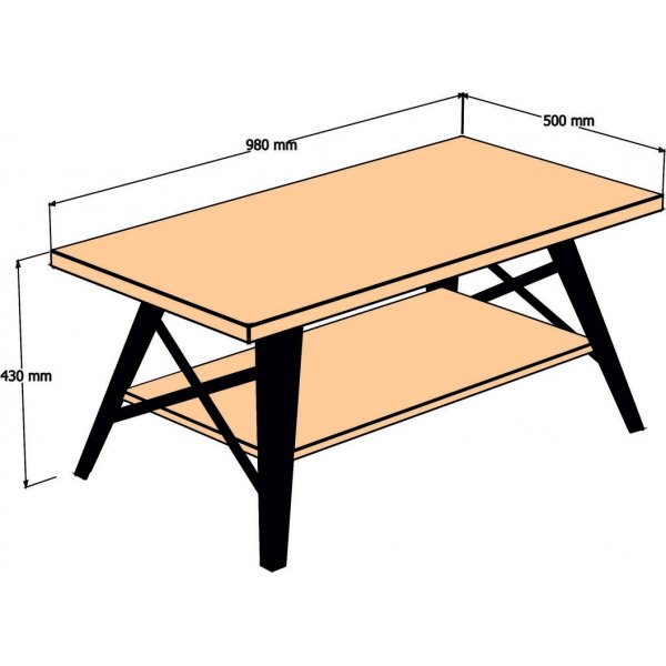 Table basse Kuba 98 x 50 cm - Saphir/ chêne noir Table basse Kuba 98 x 50 cm - Saphir/ chêne noir