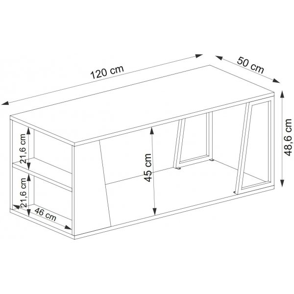 Table basse Lissa 120 x 50 cm - Chne saphir/noir