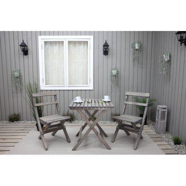 Table de groupe d'extrieur Wilma 65 x 65 cm avec 2 chaises Knohult - Gris