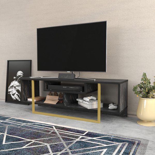 Banc multimédia Asal 120 cm - Noir/or Banc multimédia Asal 120 cm - Noir/or