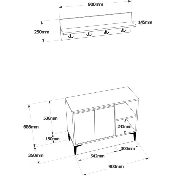 Aristo hallmöbel - Felt/antracit Aristo hallmöbel - Felt/antracit