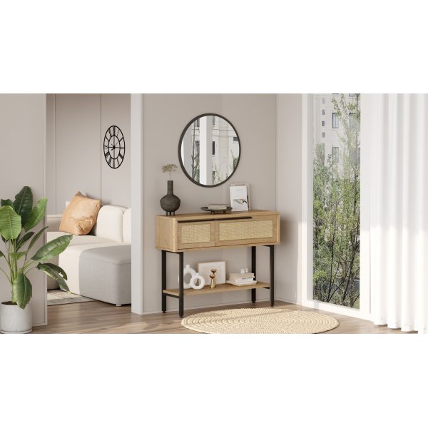 Table d\\\'entrée Océan avec miroir - Noyer/chêne Table d\\\'entrée Océan avec miroir - Noyer/chêne